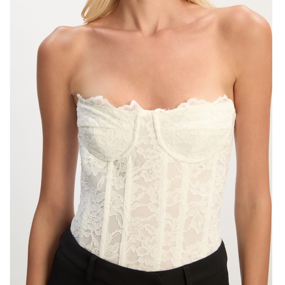 Bardot Ivory Lace Strapless Corset Bodysuit